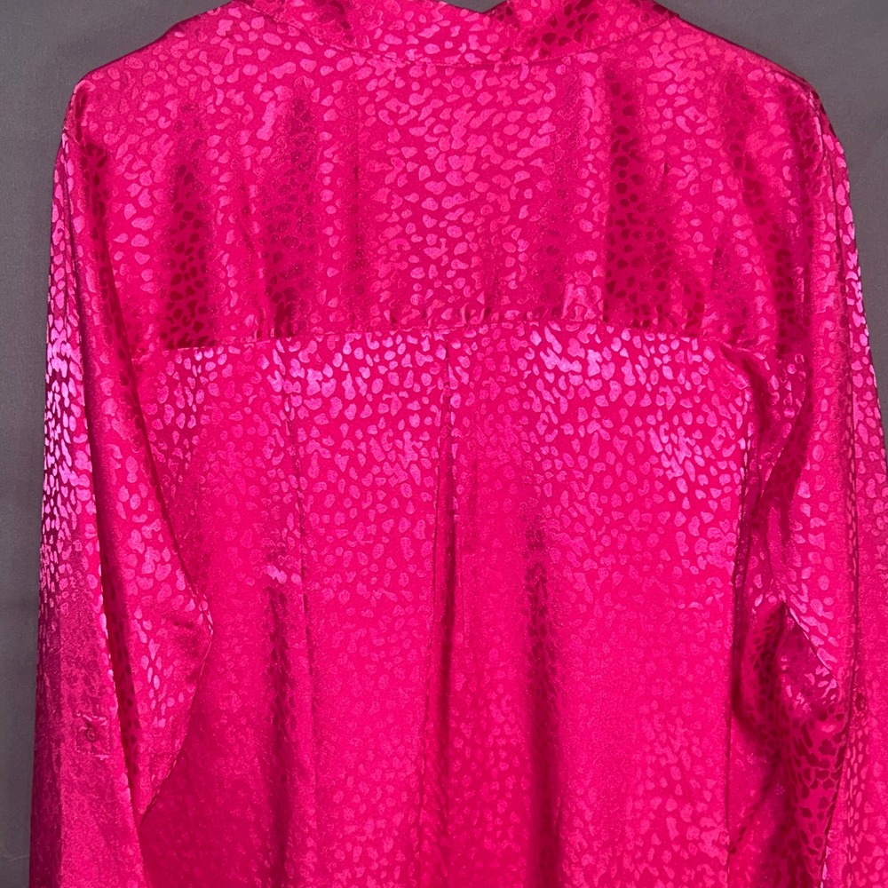 Candies Women Pink Leopard Animal Print Button Down Shirt Top Size 1X Valentine - Picture 6 of 7